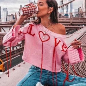 ❤️Valentines💘 LOVE” Pink Sweater 🩷